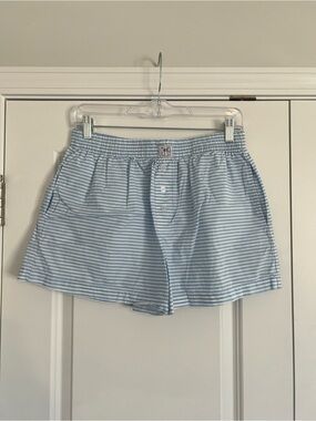Light Blue & White Striped Cotton Boxer Shorts